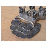 168-grams (total) Llama theme Peruvian Silver Figurine mounted on Coins