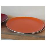 Lot of (5) Enameled Aluminum Housewares by Emalox (Norway) - 12-1/4" Plates (x2), Candleholder, 4" Bowl and 11" Serving Bowl