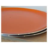 Lot of (5) Enameled Aluminum Housewares by Emalox (Norway) - 12-1/4" Plates (x2), Candleholder, 4" Bowl and 11" Serving Bowl
