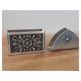 Lot of (2) Vintage Pewter Napkin Holders (Norway)