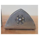 Lot of (2) Vintage Pewter Napkin Holders (Norway)