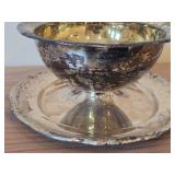 Vintage 465-grams (total) Silverplated Serving Bowl with Attached Plate