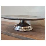 Vintage Wilton Armetale 11 1/2" Pewter Cake Plate with Pedestal Stand / Queen Anne design