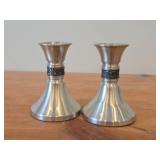 Lot of (2) Vintage Pewter Matching Candleholders (Norway)