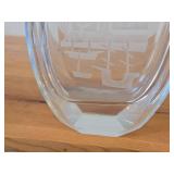 Scandi Glass Table Vase with Etched Village and Harbor Scene by Hadeland Glass (Norway)