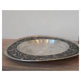 Lot of (4) Vintage Pewter Housewares (Norway) - Beaker, 11-1/2" Serving Platter, Collectible Dish (x2)