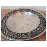 Lot of (4) Vintage Pewter Housewares (Norway) - Beaker, 11-1/2" Serving Platter, Collectible Dish (x2)