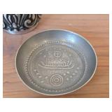 Lot of (4) Vintage Pewter Housewares (Norway) - Beaker, 11-1/2" Serving Platter, Collectible Dish (x2)