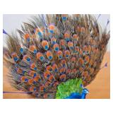 Lot of (2) Peacock theme Handcrafted Hand-painted Table Statues