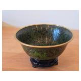 Chinese Cloisonne Enameled Bowl 3" x 6 3/4"