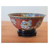 Chinese Cloisonne Enameled Bowl 3 1/4" x 8"