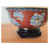 Chinese Cloisonne Enameled Bowl 3 1/4" x 8"