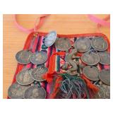 Vintage Chuspa Pouch with Spanish Colonial Coins Décor