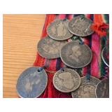 Vintage Chuspa Pouch with Spanish Colonial Coins Décor