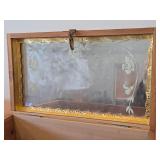 Vintage Farmhouse by the River theme Carved Wooden Trinket / Jewelry Box with Latch Closure + Lock + Key | Mirrored on Inside 11" x 6 1/4" x 4 1/2"