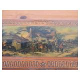 Vintage Pilgrim Village theme Carved Wooden Trinket / Jewelry Box with Latch Closure 11" x 6" x 4"