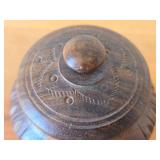 Vintage Hand carved Wood Lidded Jar (Signed) 3 1/2" x 2 3/4"