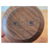 Vintage Hand carved Wood Lidded Jar (Signed) 3 1/2" x 2 3/4"