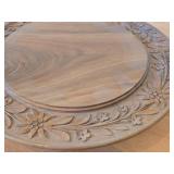Vintage Hand carved Wood Pedestal Plate Music Box Featuring the Song Auf Wiedersehen Weggiserlied (Switzerland) 12" x 2 1/2"
