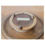 Vintage Hand carved Wood Pedestal Plate Music Box Featuring the Song Auf Wiedersehen Weggiserlied (Switzerland) 12" x 2 1/2"