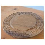 Vintage Hand carved Wood Pedestal Plate Music Box Featuring the Song Weggiserlied Schweizerlandler (Switzerland) 11" x 2 1/4"