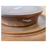 Vintage Hand carved Wood Pedestal Plate Music Box Featuring the Song Weggiserlied Schweizerlandler (Switzerland) 11" x 2 1/4"