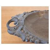 Vintage Hand carved Wood Pedestal Plate Music Box Featuring the Song Nach Regen Scheint Sonne Weggiserlied (Switzerland) 12" x 8" x 3 1/2"