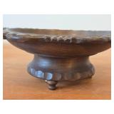 Vintage Hand carved Wood Pedestal Plate Music Box Featuring the Song Nach Regen Scheint Sonne Weggiserlied (Switzerland) 12" x 8" x 3 1/2"