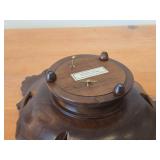 Vintage Hand carved Wood Pedestal Plate Music Box Featuring the Song Wiegenlied V. Mozart / Wiegenlied V. Brahms (Switzerland) 12" x 10" x 3 1/4"