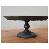 Vintage Hand painted Wooden Pedestal Cake Stand / Norwegian Rosemaling Folk Art style / 12 1/2" x 5 1/4"