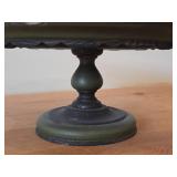 Vintage Hand painted Wooden Pedestal Cake Stand / Norwegian Rosemaling Folk Art style / 12 1/2" x 5 1/4"