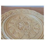 Hand painted Swiss Plate 6-1/2", Hand-carved Wood Plates (x2) 11-1/2" and 12", Wood Bowl with Carved Floral Design 6-1/2"x1-1/2"