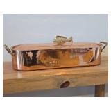 Vintage Copper Fish Poacher with Brass Handles 20" x 6 1/4" x 5 1/2"
