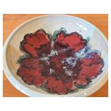 Handcrafted Hand-painted Ceramic Art Pottery Bowl (Signed) 2" x 9 1/2"