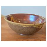 Lot of (2) Handmade Hand painted Stoneware Ceramic Pottery Bowls (Signed) 9"Dx3-1/2", 9"Dx4"