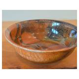 Lot of (2) Handmade Hand painted Stoneware Ceramic Pottery Bowls (Signed) 9"Dx3-1/2", 9"Dx4"