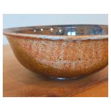 Lot of (2) Handmade Hand painted Stoneware Ceramic Pottery Bowls (Signed) 9"Dx3-1/2", 9"Dx4"