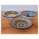 Lot of (3) Hand painted Ceramic Bowls 9"Dx2-1/2", 9"Dx2-1/4", 7-3/4"Dx2-1/2"