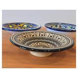 Lot of (3) Hand painted Ceramic Bowls 9"Dx2-1/2", 9"Dx2-1/4", 7-3/4"Dx2-1/2"