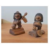 Lot of (2) Vintage 4 1/2" Troll theme Hand-carved Wooden Figurines by Swedish Carver Bengt Brask (Signed)