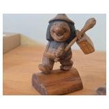 Lot of (2) Vintage 4 1/2" Troll theme Hand-carved Wooden Figurines by Swedish Carver Bengt Brask (Signed)