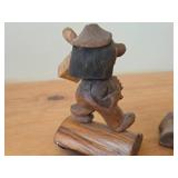 Lot of (2) Vintage 4 1/2" Troll theme Hand-carved Wooden Figurines by Swedish Carver Bengt Brask (Signed)