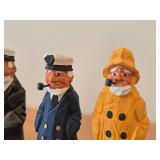 Lot of (3) Vintage 8 1/4" Fisherman and Nautical / Sea Captain theme Hand carved Wood Figurines