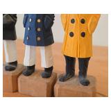 Lot of (3) Vintage 8 1/4" Fisherman and Nautical / Sea Captain theme Hand carved Wood Figurines