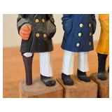 Lot of (3) Vintage 8 1/4" Fisherman and Nautical / Sea Captain theme Hand carved Wood Figurines