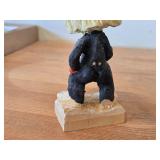 Lot of (2) Vintage Norwegian Troll theme Hand carved Wood Figurines by Henning (Norway) Woman 5", Man with Lantern 6-1/2"