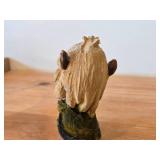 Lot of (2) Vintage Norwegian Troll theme Hand carved Wood Figurines by Henning (Norway) Woman 5", Man with Lantern 6-1/2"