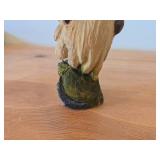Lot of (2) Vintage Norwegian Troll theme Hand carved Wood Figurines by Henning (Norway) Woman 5", Man with Lantern 6-1/2"