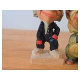 Lot of (2) Vintage Norwegian Troll theme Hand carved Wood Figurines by Henning (Norway) Woman 5", Man 6-1/2"
