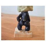 Lot of (2) Vintage Norwegian Troll theme Hand carved Wood Figurines by Henning (Norway) Woman 5", Man 6-1/2"